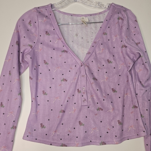 For Love And Lemons Pointelle Long Sleeve Sleep Set Size Medium - Picture 11 of 13